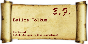 Balics Folkus névjegykártya